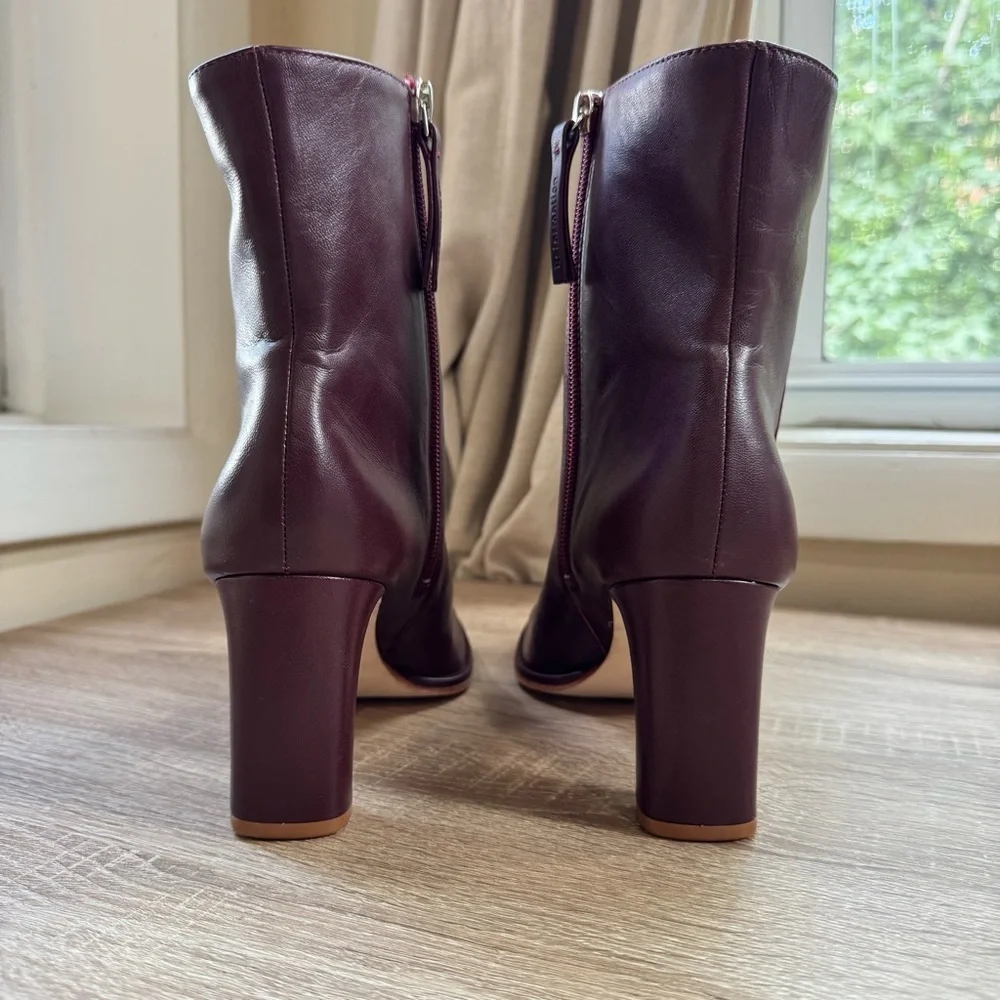 New Reformation Gillian Leather Ankle Boots Ruby Red 8.5